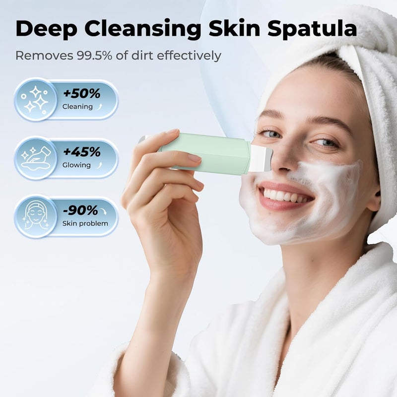 PETYDOOT Blackhead Remover Tool Face Scrubber: Double-Headed Face Spatula Skin Scrubber, Nose Pore Cleaner Blackhead Remover for Facial Deep Cleansing Skin Care Tool for Men & Women (Green) - Image 2